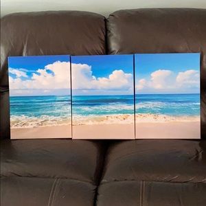 3 piece beach scene wall hanging